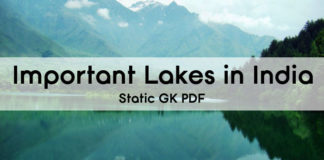 Important Lakes in India PDF