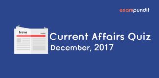 Current Affairs Quiz December 2017