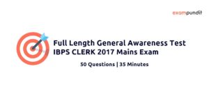 General Awareness Mock Test for IBPS Clerk Mains