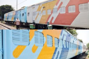 The new colour scheme of Indian Railways is beige and brown