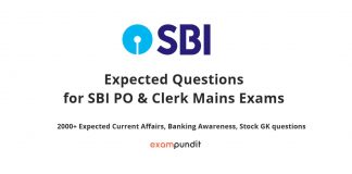 Expected Questions for SBI PO & Clerk 2018 Exam