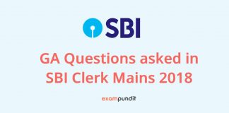 GA Questions asked in SBI Clerk Mains 2018