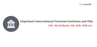 Important International Financial Institutes and HQs