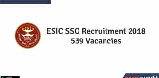 ESIC SSO Recruitment 2018