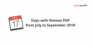 Days with themes PDF from July to September 2018
