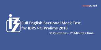 Full English Sectional Mock Test for IBPS PO Prelims 2018