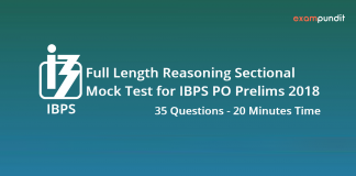 Full Reasoning Sectional Mock Test for IBPS PO Prelims 2018