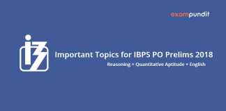Important Topics for IBPS PO Prelims 2018
