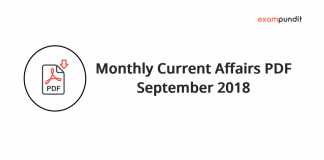 Monthly Current Affairs PDF September 2018
