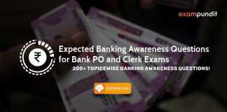 Expected Banking Awareness Questions for Bank PO and Clerk Exams