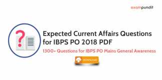 Expected Current Affairs Questions for IBPS PO 2018 PDF