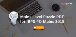 Mains Level Puzzle PDF for IBPS PO Mains 2018