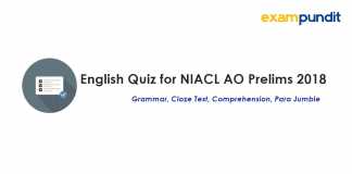 English Quiz for NIACL AO Prelims 2018
