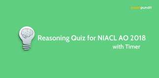 Reasoning Quiz for NIACL AO Prelims 2018