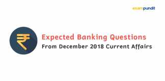 Expected Banking Questions from December 2018 Current Affairs