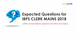 Expected Questions for IBPS CLERK MAINS 2018