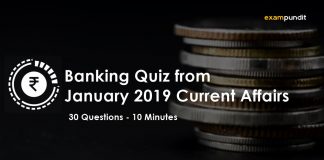 Banking Quiz from January 2019 Current Affairs