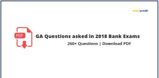 GA Questions asked in 2018 Bank Exams