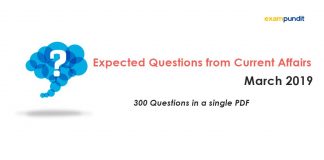 Expected Questions from March 2019 Current Affairs