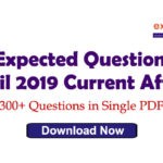 Expected Questions from April 2019 Current Affairs