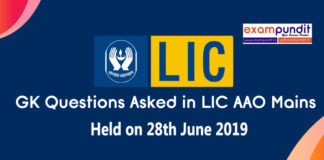 GK Questions asked in LIC AAO Mains
