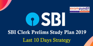 SBI Clerk Prelims Study Plan 2019