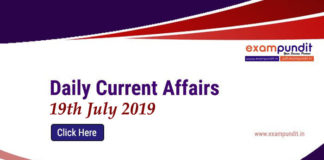 Current Affairs Today 19th July 2019