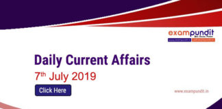 Daily Current Affairs 7th July 2019