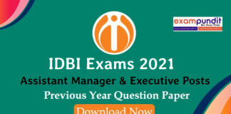IDBI Previous Year Question Papers