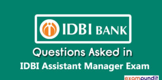 Questions Asked in IDBI Assistant Manager 2021