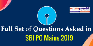 Questions asked in SBI PO Mains Exam