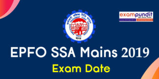 EPFO SSA Mains exam date 2019