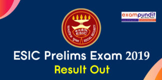 ESIC UDC Result 2019 Out