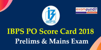 IBPS PO Score Card 2018 Download