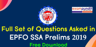 Questions Asked in EPFO SSA Prelims 2019