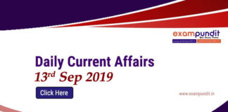 Current Affairs Today 13th September 2019