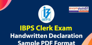 Handwritten Declaration for IBPS Clerk 2021