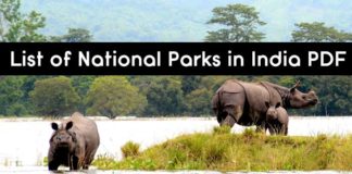 List of National Parks in India PDF