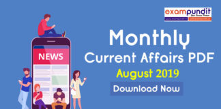 Monthly Current Affairs PDF August 2019