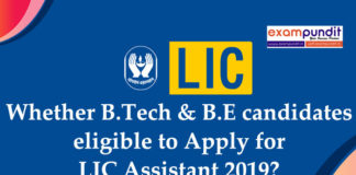 Whether B.Tech & B.E candidates eligible to Apply for LIC Assistant 2019?
