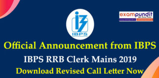 Download the Revised Call Letter for IBPS RRB Clerk Mains 2019