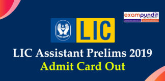 LIC Assistant admit card 2019