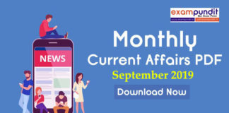 Monthly Current Affairs PDF September 2019