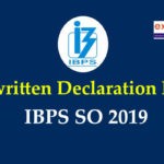 Handwritten declaration for IBPS SO 2019