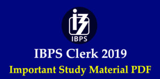 IBPS Clerk 2019 Study Material PDF