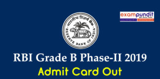 RBI Grade B Phase 2 Admit Card Out