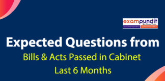 Expected Questions from Latest Bills & Acts Passed in Cabinet