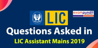 Questions Asked in LIC Assistant Mains 2019