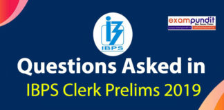 Questions Asked in IBPS Clerk Prelims 2019