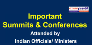 Important Summits and Conferences attended by Indian Ministers
